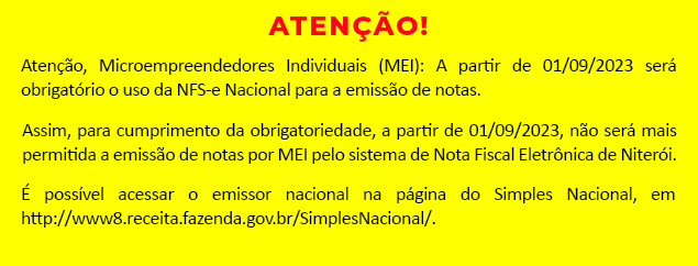 MEI Niterói: notas fiscais pelo Sistema Nacional de NFS-e entra em vigor na  segunda-feira (3)